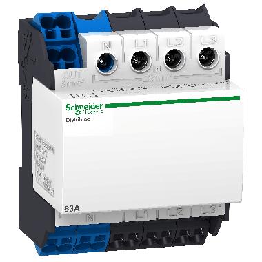 Blocco di distribuzione, Linergy DX, 4P, 63A, 4 moduli, 24 fori, attacco rapido superiore - SCHNEIDER ELECTRIC LVS04040 product photo Photo 01 3XL