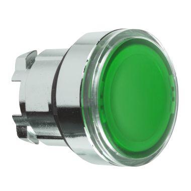 Testa pulsante luminoso Ø22 - verde - per inserimento etichetta- per LED universale - SCHNEIDER ELECTRIC ZB4BA38 product photo Photo 01 3XL
