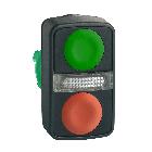 Testa pulsante doppio D.22 - rossa + verde - senza marcatura - SCHNEIDER ELECTRIC ZB5AW7A3740 product photo