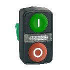 Testa pulsante doppio D.22 - rossa + verde - 0/I - SCHNEIDER ELECTRIC ZB5AW7A3741 product photo
