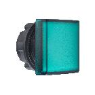 Testa lampada spia D.22 - quadrata - 5 colori - gemma liscia verde- per LED universale - SCHNEIDER ELECTRIC ZB5CV033 product photo
