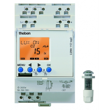 INTERRUTTORE CREPUSCOLARE 3 MODULI 2 CANALI SENSORE INCASSO - THEBEN LU112TOP2 product photo Photo 01 3XL