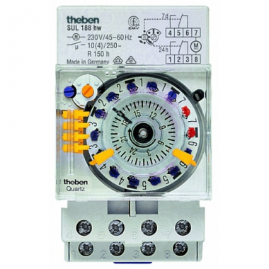 INTERRUTTORE TEMPO 3M/DIN 24H/7G CAV. 1 CANALE 3 - THEBEN SUL188HW product photo Photo 01 3XL