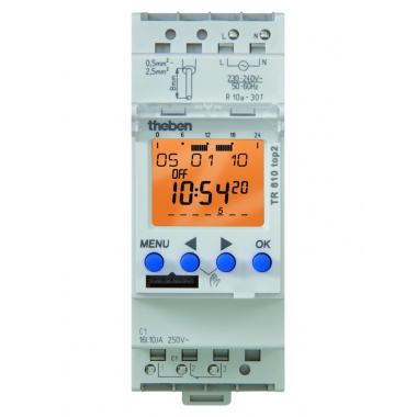INTERRUTTORE TEMPO DGT 24H/7G 2M/DIN 1 CANALE - THEBEN TR610TOP2 product photo Photo 01 3XL