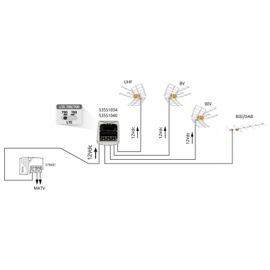 AMPLIFICATORE TV DA PALO PER ANTENNE 5G READY 4 INGRESSI - TELEVES 53551034 product photo Photo 02 3XL
