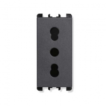 PRESA BIPOLARE 2 POLI+TERRA 16A 250V 1 MODULI ALLUMINIO - URMET DOMUS 10303AL product photo