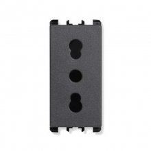 PRESA BIPASSO 2 POLI+TERRA 16A 250V 1 MODULO ANTRACITE - URMET DOMUS 10303 product photo