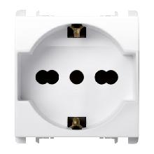Presa universale P40, 2 moduli, 2P+T 16A-250V, Nea, bianco ghiaccio - URMET DOMUS 10310N/2BG product photo