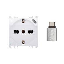 PRESA P40 250V+USB 5V 3A BG - URMET DOMUS 10312/2BG - URMET DOMUS 10312/2BG product photo