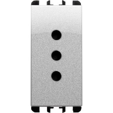 PRESA P11 2 POLI + TERRA 10A 250V 1 MODULO ALLUMINIO - URMET DOMUS 10301AL product photo Photo 02 3XL