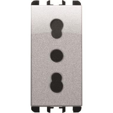 PRESA BIPOLARE 2 POLI+TERRA 16A 250V 1 MODULI ALLUMINIO - URMET DOMUS 10303AL product photo Photo 02 3XL