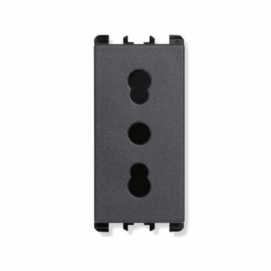 PRESA BIPOLARE 2 POLI+TERRA 16A 250V 1 MODULI ALLUMINIO - URMET DOMUS 10303AL product photo Photo 01 3XL