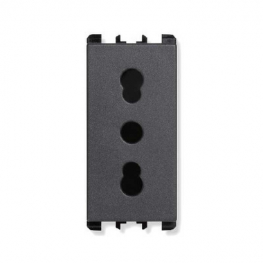 PRESA BIPASSO 2 POLI+TERRA 16A 250V 1 MODULO ANTRACITE - URMET DOMUS 10303 product photo Photo 01 3XL