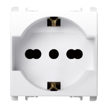Presa universale P40, 2 moduli, 2P+T 16A-250V, Nea, bianco ghiaccio - URMET DOMUS 10310N/2BG product photo Photo 01 3XL