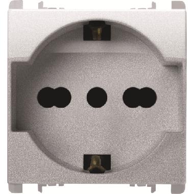 PRESA EUROPEA BIPOLARE 2 POLI+TERRA 16A 250V ALLUMINIO - URMET DOMUS 10310/2AL product photo Photo 02 3XL