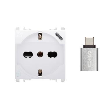 PRESA P40 250V+USB 5V 3A BG - URMET DOMUS 10312/2BG - URMET DOMUS 10312/2BG product photo Photo 01 3XL