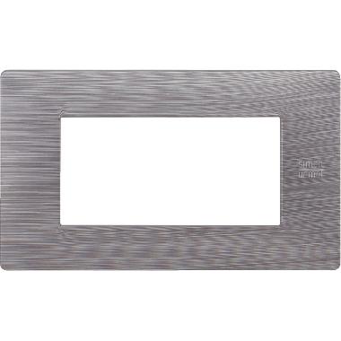 Placca 4 moduli, Flexa, tecnopolimero, alluminio spazzolato - URMET DOMUS 11804.AS product photo Photo 02 3XL