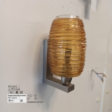 PLAFONIERA  DAMASCO APPLIQUE LAMPADA PARETE PICCOLA MONTATURA SATINATA VETRO CRISTALLO TOPAZIO - VETRERIA VISTOSI APDAMASP1ATON product photo