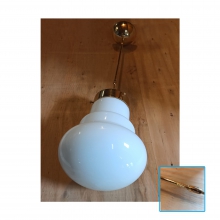 PLAFONIERA LUMERA SOSPENSIONE MONTATURA ORO VETRO BIANCO 74 X 23 CM MONTATURA LEGGERMENTE RIGATA - VETRERIA VISTOSI SPLUMERBCNI product photo