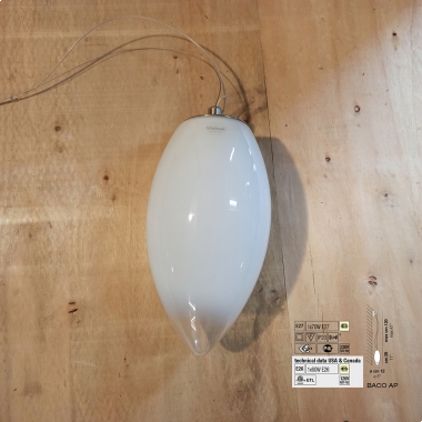 PLAFONIERA APPLIQUE LAMPADA PARETE SOSPESA STRUTTURA SATINATA E27 VETRO BIANCO - VETRERIA VISTOSI APBACOKCRNI product photo Photo 01 3XL