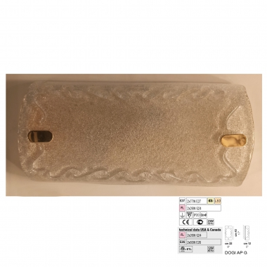 PLAFONIERA DOGI APPLIQUE LAMPADA PARETE GRANDE BASE ORO E VETRO CRISTALLO 2 X E27 - VETRERIA VISTOSI APDOGIGCR product photo Photo 01 3XL