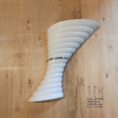 PLAFONIERA TWISTER APPLIQUE LAMPADA PARETE DESTRA VETRO BIANCO E14 - VETRERIA VISTOSI APTWISTPDBC product photo Photo 01 3XL