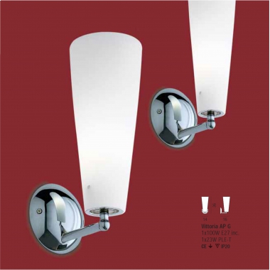 PLAFONIERA VITTORIA APPLIQUE CROMO VETRO BIANCO 36X14 E27 - VETRERIA VISTOSI APVITTOBCCR product photo Photo 01 3XL