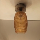 PLAFONIERA DAMASCO PLAFONE LAMPADA SOFFITTO MONTATURA SATINATA VETRO CRISTALLO TOPAZIO - VETRERIA VISTOSI APDAMASPKTONI product photo