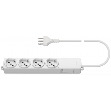 MULTIPRESA CIABATTA 4 PRESE UNIVERSALI CON CAVO INTERRUTTORE BIANCO - VIMAR 01296.CC.B product photo