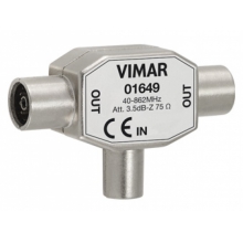 ADATTATORE SDOPPIATORE TV MULTIPLO 1 IN 2 OUT 3,5DBXØ9,5 - VIMAR 01649 product photo