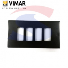 PLACCA 4 POSTI ALLUMINIO C/VITI ORO SERIE 8000 - VIMAR 08538 product photo