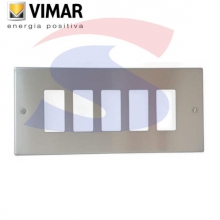 PLACCA 5 POSTI ALLUMINIO C/VITI ORO SERIE 8000 - VIMAR 08539 product photo