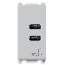 ALIMENTATORE USB C+C 15W 3A 5V 1M SILVER - VIMAR 14292.CC.SL product photo