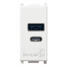ALIMENTATORE USB A+C 5V 2,4A 1M BIANCO - VIMAR 14292.AC - VIMAR 14292.AC product photo