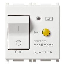 INTERRUTTORE MT DIFFERENZIALE 1P+N C10 10MA BIANCO SERIE PLANA - VIMAR 14411.10 product photo