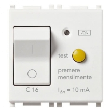 INTERRUTTORE MAGNETOTERMICO DIFFERENZIALE PLANA 1P+N C16 10MA BIANCO - VIMAR 14411.16 product photo