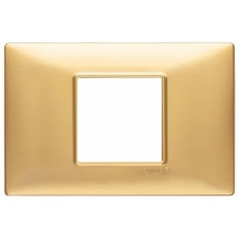 PLACCA 2 MODULI CENTRALI TECNOPOLIMERO ORO OPACO - VIMAR 14652.25 product photo