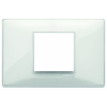 PLACCA 2 MODULI CENTRALI TECNOPOLIMERO REFLEX NEVE - VIMAR 14652.41 product photo
