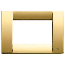 PLACCA 3 POSTI METAL COLORE ORO LUCIDO SERIE IDEA - VIMAR 16733.32 product photo