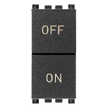 Due pulsanti indipendenti 1P NO + 1P NC 10 A 250 V~, simboli ON e OFF, grigio - VIMAR 19058 product photo