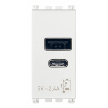 ALIMENTATORE USB ARKE' A+C 5V 2,4A 1M BIANCO - VIMAR 19292.AC.B product photo