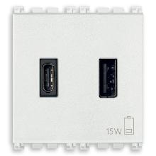 ALIMENTATORE USB A+C 5V 3A 2M BIANCO - VIMAR 19295.AC.B - VIMAR 19295.AC.B product photo