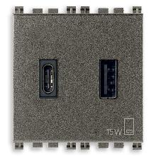 ALIMENTATORE USB A+C 5V 3A 2M METAL - VIMAR 19295.AC.M - VIMAR 19295.AC.M product photo