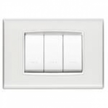 PLACCA CLASSIC 3 MODULI TECNOPOLIMERO REFLEX GHIACCIO CORNICE BIANCA - VIMAR 20653.B41 product photo