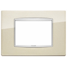 PLACCA CLASSIC 3 MODULI METALLO VERNICIATO BRIGHT E CORNICE CROMATA CHAMPAGNE METAL - VIMAR 20653.C07 product photo