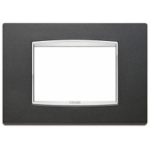 PLACCA CLASSIC EIKON 3 MODULI METALLO VERNICIATO BRIGHT E CORNICE CROMATA ANTRACITE MATT - VIMAR 20653.C15 product photo