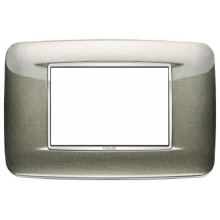 PLACCA ROUND EIKON 3 MODULI METALLO VERNICIATO BRIGHT E CORNICE CROMATA TITANIO METAL - VIMAR 20683.C08 product photo