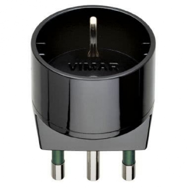 ADATTATORE PRESA SHUKO TEDESCA SPINA GRANDE 16A S17 + P30 NERO - VIMAR 00303 product photo Photo 01 3XL