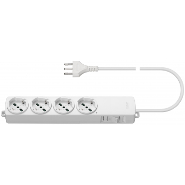 MULTIPRESA CIABATTA 4 PRESE UNIVERSALI CON CAVO INTERRUTTORE BIANCO - VIMAR 01296.AU.CC.B product photo Photo 01 3XL