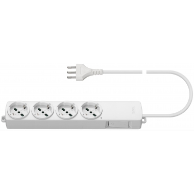 MULTIPRESA CIABATTA 4 PRESE UNIVERSALI CON CAVO INTERRUTTORE BIANCO - VIMAR 01296.CC.B product photo Photo 01 3XL